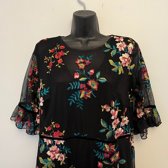 Kiyonna Wedding Guest Wildflower Embroidered Cocktail Dress, Size OX (10-12) - Picture 8 of 14